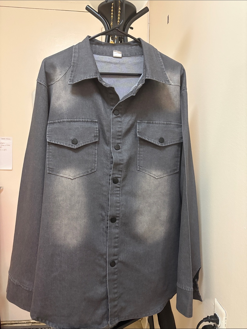 Washed Black Denim Button-Up Shirt NWOT - Picture 8 of 10